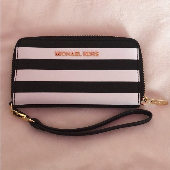 Michael Kors Handbags - black & white striped michael kors wallet/wristlet